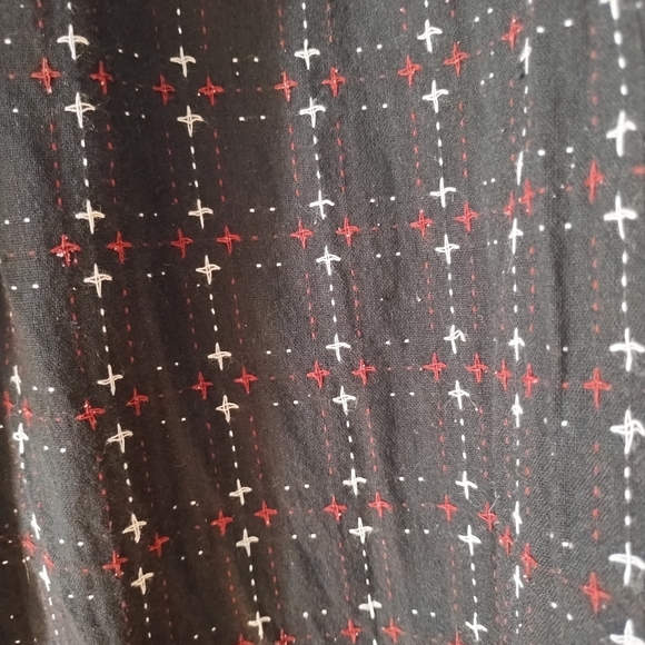 RED SKY Black Cotton Embroidered Drop Crotch Pants M - Picture 2 of 6